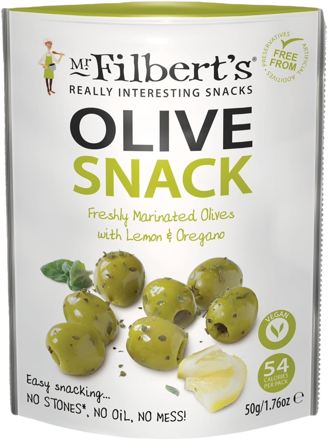 Mr Filberts gröna oliver med citron & oregano 50g
